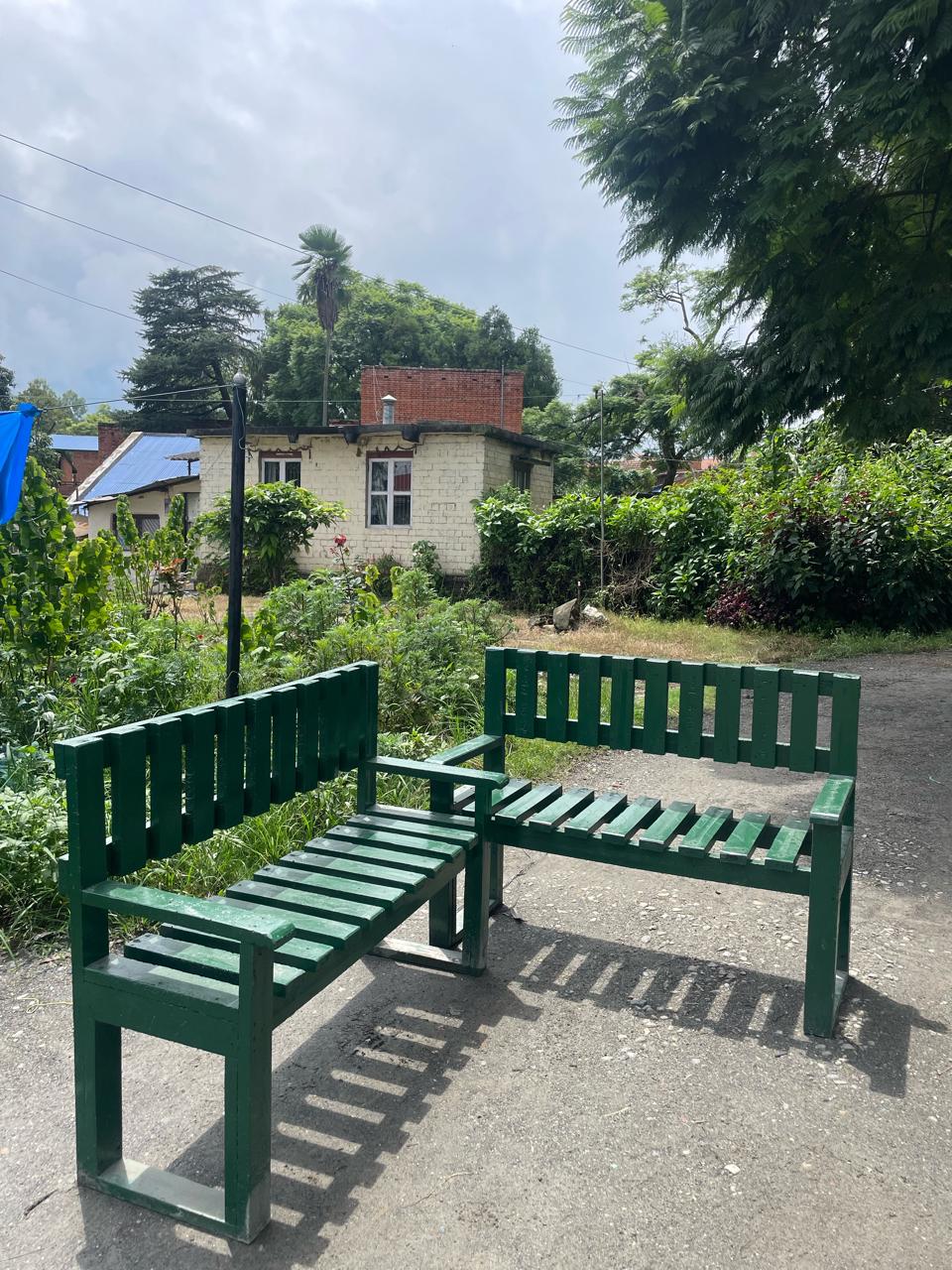 Recycled Plastic Bench with Back and Armrest